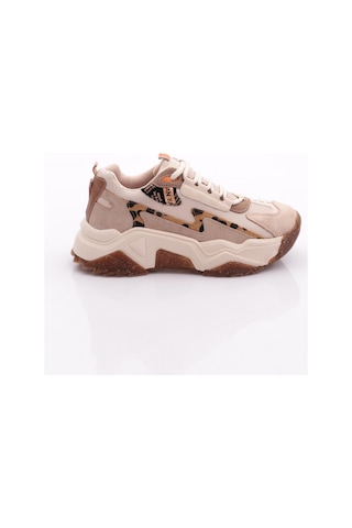 Dgn 65135 Kadin Kalin Taban Spor Ayakkabi Bej Rose Leopar