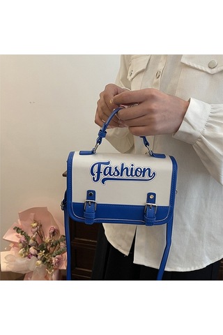 Jzcat Kadın Trendy Çok Yönlü Moda Kontrast Renk Messenger Çanta - Mavi