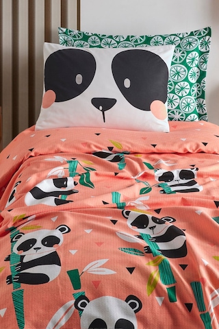 Enlora Home Baskılı Pike Takımı Tek Kişilik Panida Pembe