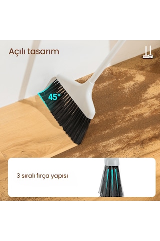 Vusıgn Süpürge Seti Süpürge + Toz Toplama Küreği Gri Beyaz