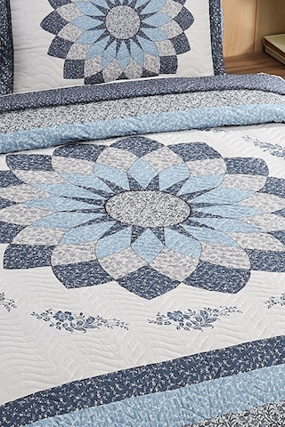 Gloria Mavi Çift Kişilik Kapitone Yatak Örtüsü Mavi Renk Tek Ebat Diğer