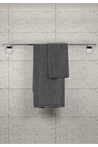 Krom Lux 4 Lü Banyo Set Uzun Havluluk,diş Fırçalık,sabunluk Gümüş