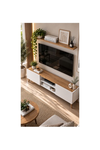 Nover Modern Tv Ünitesi 143 Cm Beyaz- Atlantik Çam - 920184114 Atlantik Çam