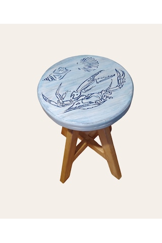 Sea Stoll Yengeç Tamamı El Yapımı Ahşap Tabure