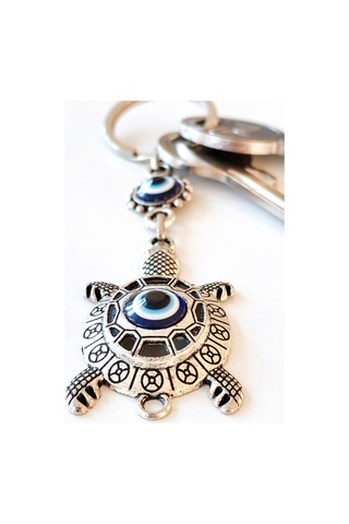 Moncuk Design Nazar Boncuklu Kaplumbağa Metal Anahtarlık