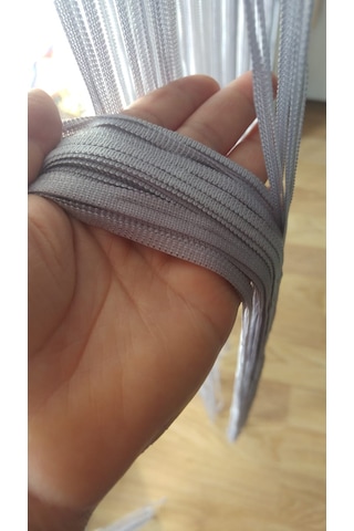 İp Model Gri Renk İp Perde 300 270 Cm - 2 Mm Şerit Gri