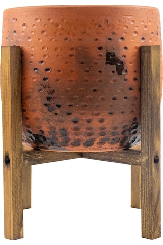 Bitki Tasarımı Ev Dekorasyon Aksesuar Siyah Nokta Desenli Toprak Saksı Saksılık Salon Çiçeklik 4 Ayaklı - 19 Cm