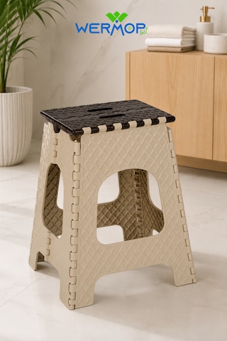 Taşınabilir Katlanır Tabure Pratik Ve Yer Tasarruflu Kullanım - Bej