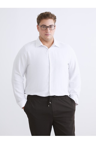 Lcw Busıness Beyaz Büyük Beden Slim Fit Uzun Kollu Oxford Erkek Gömlek