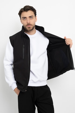 Dasüniforma Softshell İçi Polarlı Su Geçirmez Standart Fit Yelek Rüzgar Geçirmez Tam Fermuar Kışlık Unisex Siyah