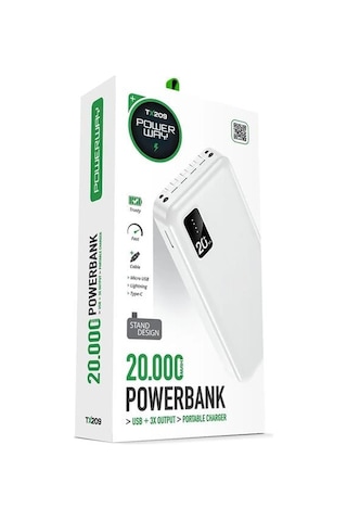 Powerway Tx209 20.000mah Kablolu Dijital Göstergeli Fenerli Power Diğer