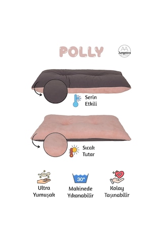 Polly, Çift Taraflı Kullanılabilen, Yıkanabilir Kedi Ve Köpek Minderi Pembe & Antrasit, 50x70