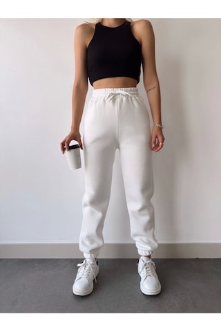 Etiler Collection Üç İplik Basic Lastikli Eşofman Pantolon - Beyaz Gri