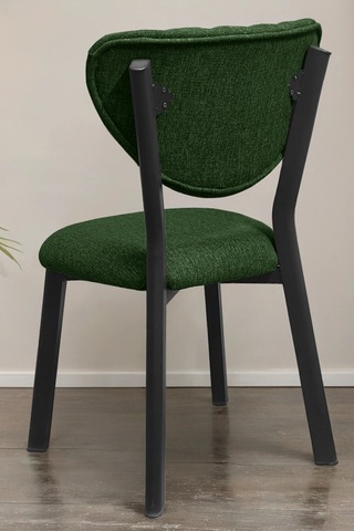Nemeron Mutfak Masa Sandalyesi Kafe Restoran Yemek Odası Çizgili Yarmalı Sandalye Silinebilir - Yeşil Haki