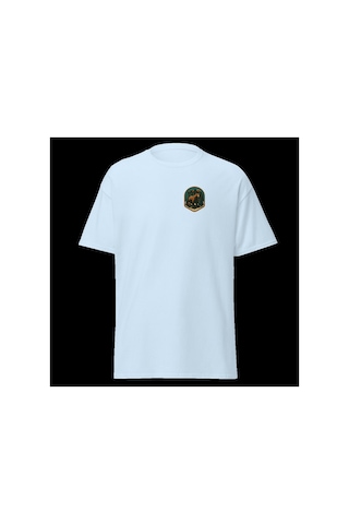 Wildstyle Boz Ayı Renkli Vintage Yaban Hayat Doğa Orman Rozet Baskılı Unisex Bisiklet Yaka Pamuklu Tişört Bebe Mavi