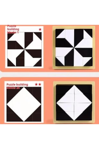 Çok Yönlü Siyah-beyaz Geometrik Yapboz Seti