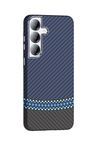 Zore Samsung Galaxy Uyumlu S25 Kılıf M-safe Şarj Özellikli Karbon Fiber Görünümlü Omsy Gros Kapak - Siyah