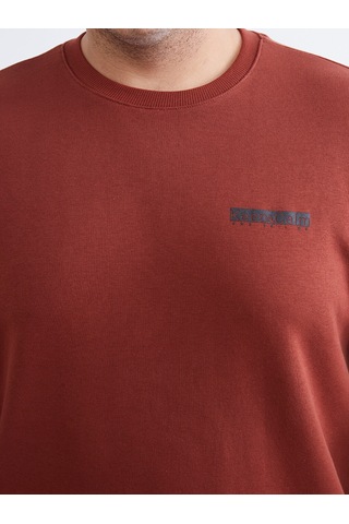 Lcwaıkıkı Classic Turuncu Bisiklet Yaka Baskılı Erkek Sweatshirt