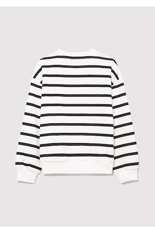 Mavi - Mavi Logo Baskılı Siyah Çizgili Sweatshirt 7s10038-900 Siyah