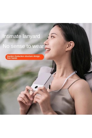 Yaz Açık Özel Boyun Asılı Fan Küçük Usb Şarj Tipi Elektrikli Akıllı Led Ekran Yüksek Kaliteli Fan Beyaz