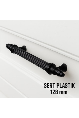 Sert Plastik 128 Mm Siyak Mobilya Mutfak Dolabı Komidin Tv Ünütesi Dolap Kulpları 10 Ad Siyah