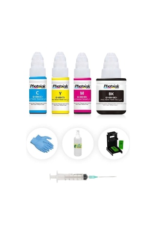 Canon E404 / E414 / E474 / E484 Photoink Plus Siyah Ve Renkli Kartuş Dolum Seti