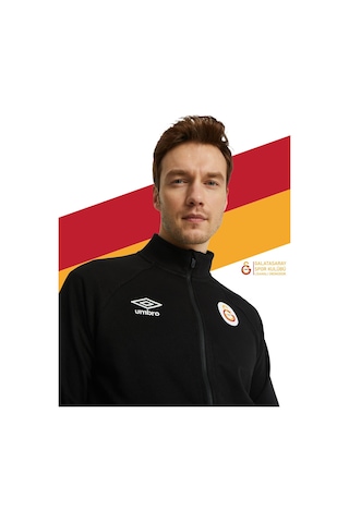 Gsstore Galatasaray Lisanslı Dik Yaka Fermuarlı Siyah Sweat Kişiye Özel Ahşap Kutululu Siyah