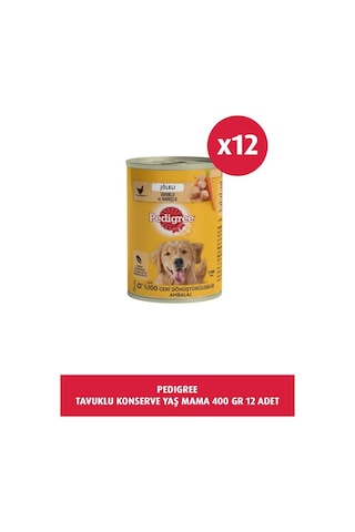 Pedigree Tavuklu Konserve Köpek Yaş Mama 400 G X12