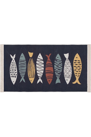 Mudo Home Larıssa Renkli Fısh Kilim Lacivert 80x150 Diğer