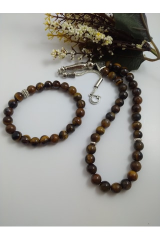 Kaplangözü Taşı Tespih ve Bileklik Takım/ Doğaltaş Tespih-Bilekli N11.5985