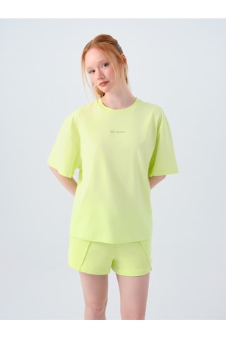 Oversize Kadın Tshirt K.kol Sarı