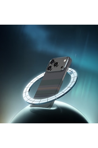Apple Uyumlu iPhone 17 Air Kılıf M-safe Özellikli Karbon Fiber Benks Aurora Armorair Kevlar Kapak Siyah