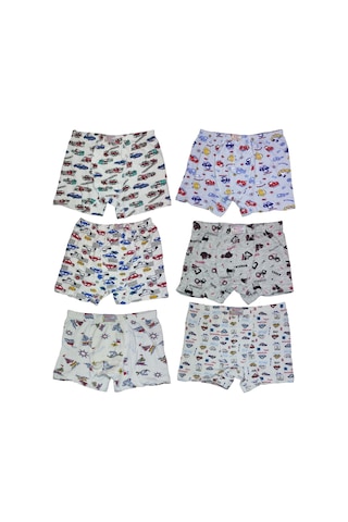6 Adet Likralı Erkek Çocuk Empirme Desenli Mody Penye Boxer 001