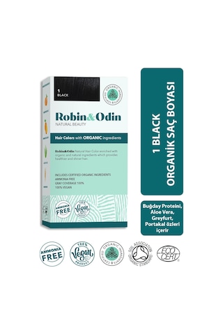 Robin & Odin Organik Kalıcı Saç Boyası 1 Black (548733524)
