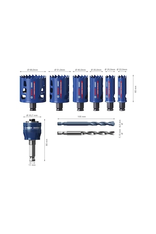 Bosch Expert 9 Parça Sert Malzemeleri İçin Panç Seti 2608900446