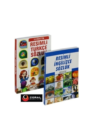 İlköğretim Resimli Türkçe ve İngilizce Sözlük Seti - 2 Kitap Takım- Coral Dağıtım