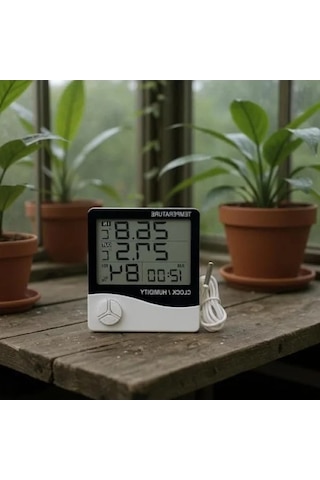 Dijital Termometre Ve Nem Ölçer - Htc-2, Masa Alarmı İle