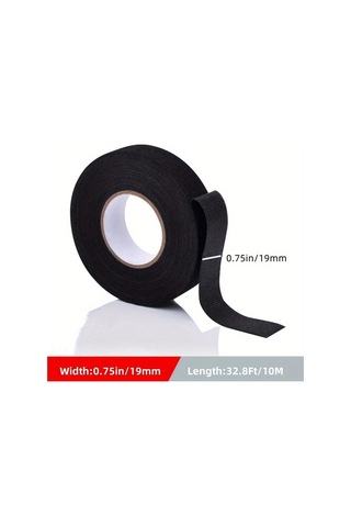 Honeybeeshop 10 Rulo 5.08 Cm 19mm X 10m Siyah Kimyasal Fiber Kordon Bantı Yüksek Sıcaklık Dayanıklı Otomotiv Elektrik Sarma Koruma İzolasyon