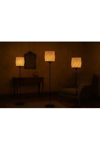 Luna Lambader Salon Oturma Odası Şık Modern Ahşap Ayaklı Şapka Kısmı Plastik Beyaz