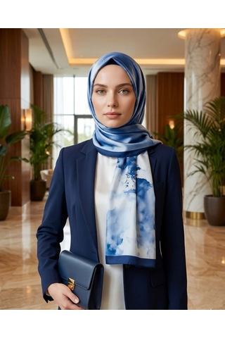 Moda Nuda Batik Desenli Pamuk Soft Şal Lacivert Batik - Mira İpek