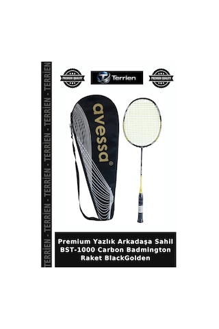 Premium Yazlık Arkadaşa Sahil Bst-1000 Carbon Badmington Raket Blackgolden