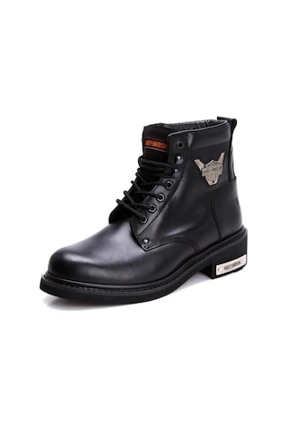 Harley Davidson Gıbson Erkek Siyah Siyah Deri Günlük Bot-siyah