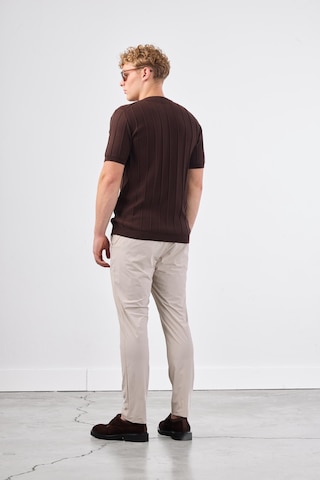Dufy Kahve Fitilli Erkek Triko - Slim Fit Kahve