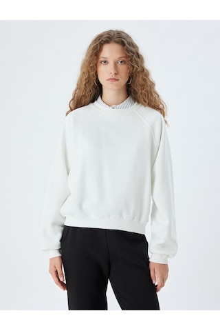 Koton Basic Sweatshirt Bisiklet Yaka Dikiş Detaylı Şardonlu Ekru 5wal10192ık Ekru