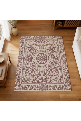 Kartela Halı Veso Halı Kaymaz Taban Makinede Yıkanabilir Halı Gül Kurusu - 120 X 180 Cm