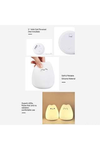 Konesam Kedi Desenli Silikon Gece Lambası - Led Renk Değiştirme Ve Sabit Renk Özelliği, 3aaa Pil İle Çalışır, Oda Dekoru Ve Hediye Diğer