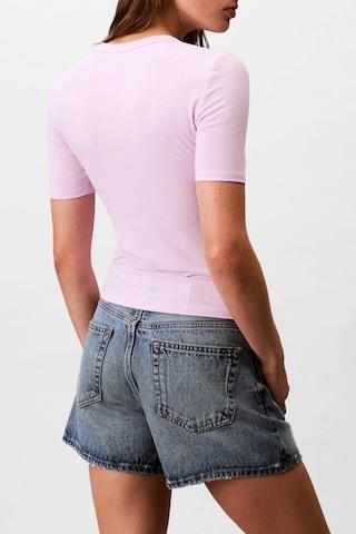 Calvin Klein Jeans Kadın Modal Fitilli Mor T-shirt Lv044c901g-xef Mor