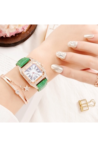 Sones Sanda 6077 Basit Simge Yuvarlak Kadranlı Kadın Silikon Kayışlı Kuvars Saat Beyaz Altın Çift İşaret