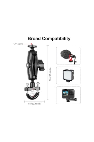 Puluz Motosiklet Gidon Sabit Montajlı U-bolt Taban Tutucu Gopro Ve Diğer Aksiyon Kameraları İçin Siyah