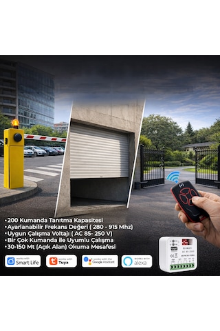 Alpsmart As865 Wi-fi Ve 433 Mhz Akıllı Tuya Destekli Bariyer, Kayar Kapı, Kepenk Kontrol Kartı Çift Kanal